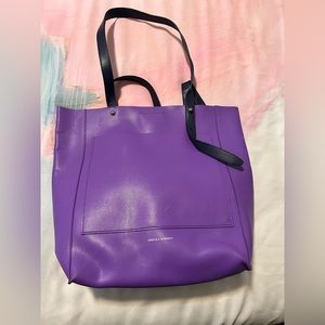Rebecca Minkoff leather tote - purple with navy straps